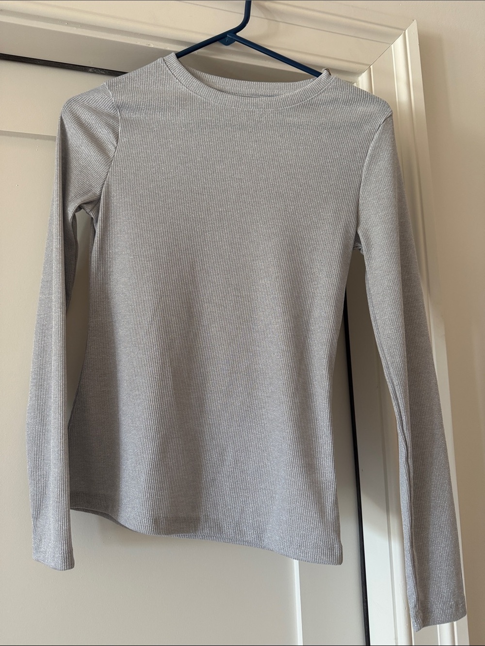 Target metallic/silver Ribbed Long-Sleeve Crewneck Top